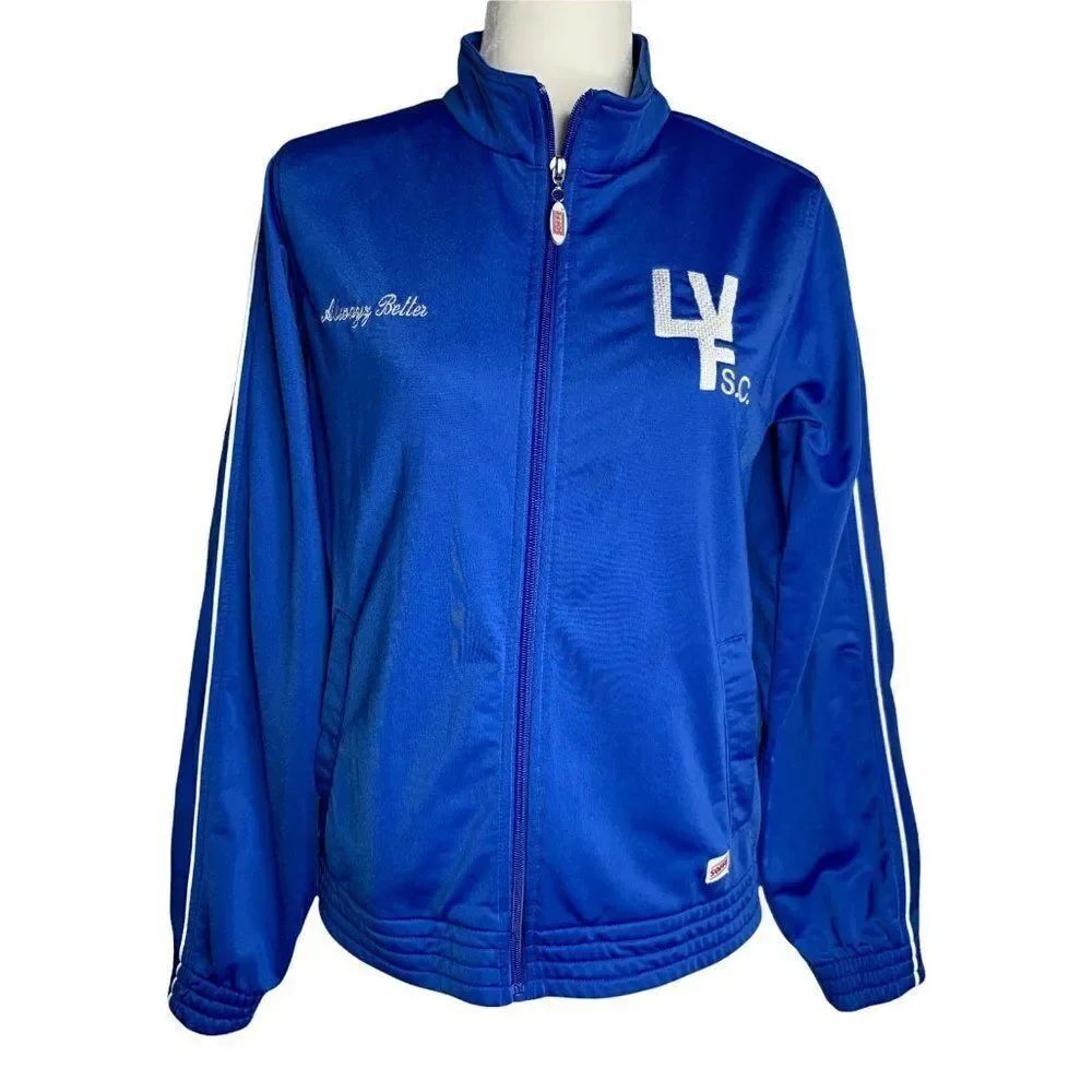 Vintage Soffe Las Vegas Social Club Track Jacket L Blue Full Zip Embroidered